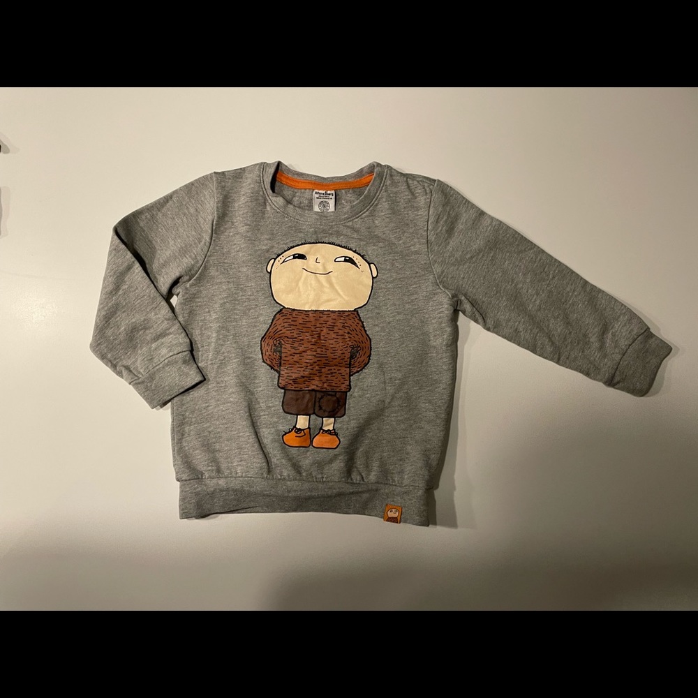 Gray Kids Sweatshirt with Cartoon Character